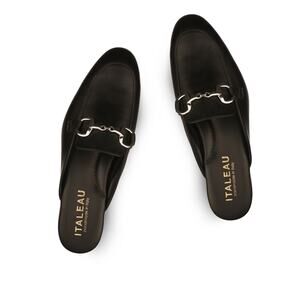 Italeau Lisa Flexlite Leather Mules Slides  - 8 Jet Black